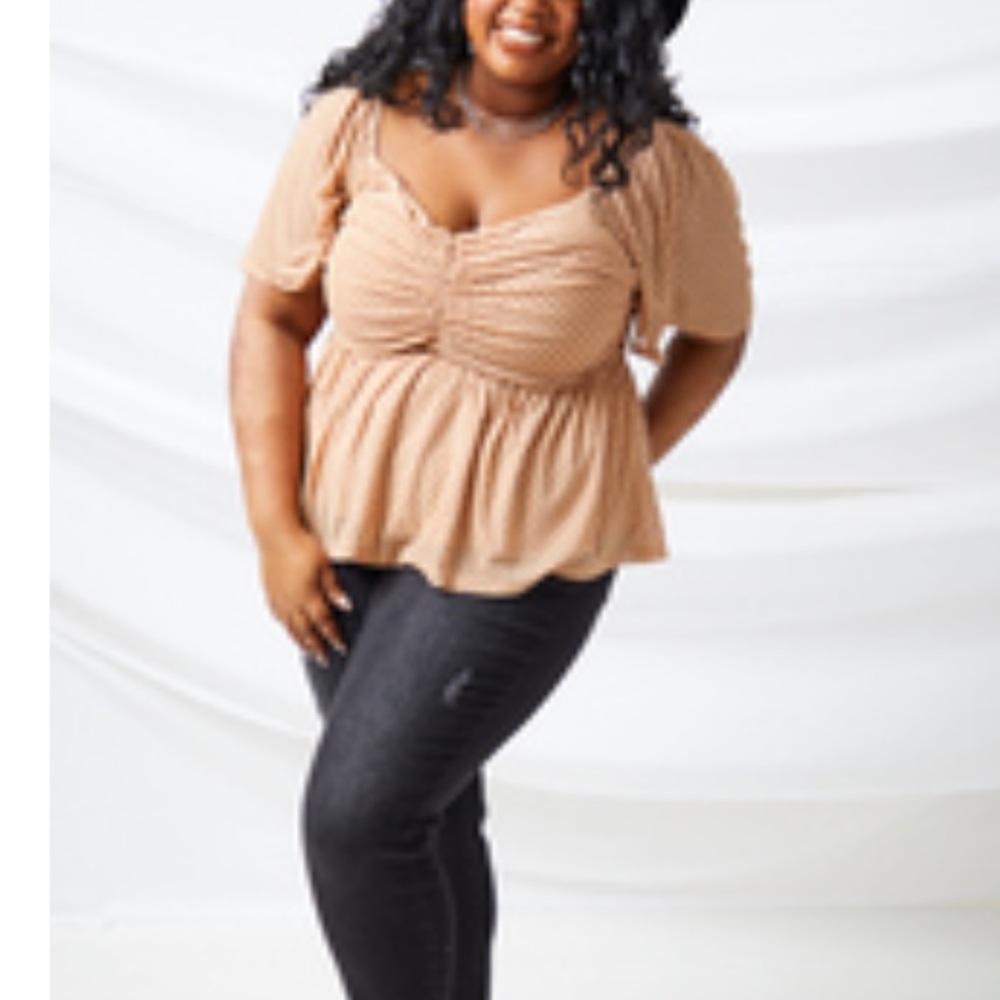 Arula Tan Polka Dot Top